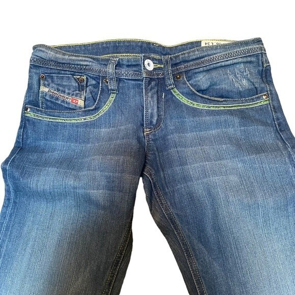 Y2K Diesel Size 6 Bootcut Jean Green Embroidery Pockets‎ Coastal Cowgirl Western - Picture 3 of 12